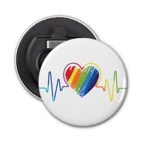 Rainbow Heartbeat  Abstract Scribble Heart Napkin Bottle Opener