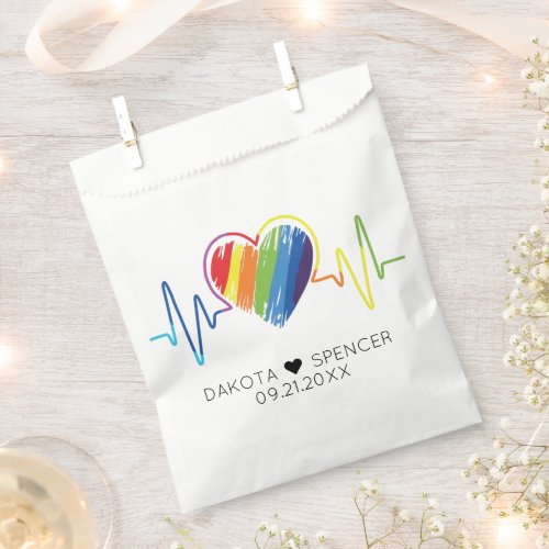 Rainbow Heartbeat  Abstract Scribble Heart Napkin Favor Bag