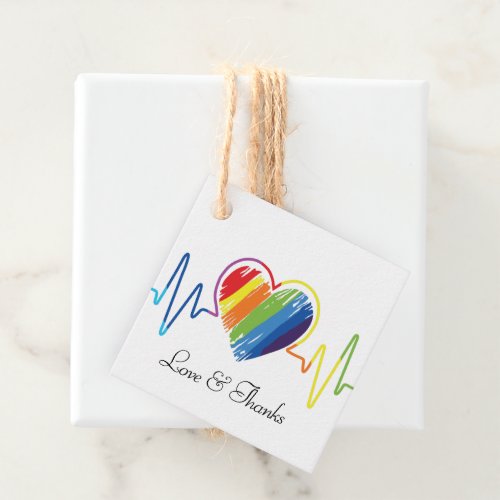 Rainbow Heartbeat  Artistic Abstract Gay Pride Ta Favor Tags