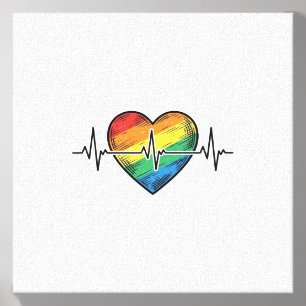 Rainbow Heartbeat Heart Vintage Engraving Design_1 Canvas Photo Tile