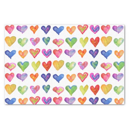 Rainbow Hearts 10lb Tissue Paper White Tissue Paper