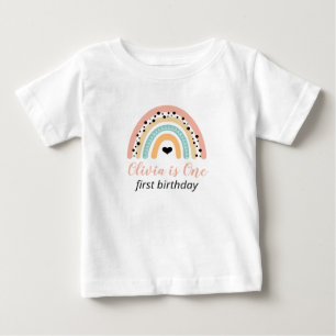 Rainbow & Hearts 1st Birthday Party Baby T-Shirt