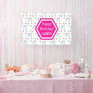 Rainbow Hearts 2nd Birthday Banner