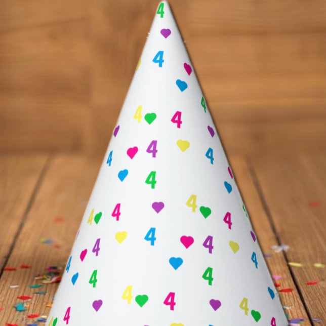 Rainbow Hearts 4th Birthday Party Hat (Creator Uploaded)