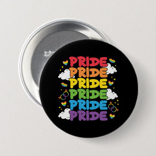 Rainbow, Hearts and Clouds - Repeated Pride Button