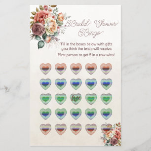 Rainbow Hearts and Roses Bridal Shower Bingo Flyer