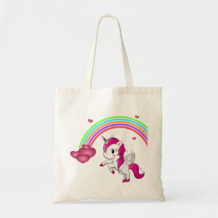 Rainbow Hearts and Unicorn Tote Bag