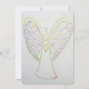 Rainbow Hearts Angel Art Custom Invitation