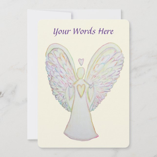 Rainbow Hearts Angel Art Custom Invitations (Front)