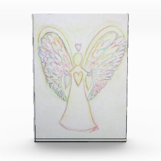 Rainbow Hearts Angel Art Custom Paperweight Acrylic Award