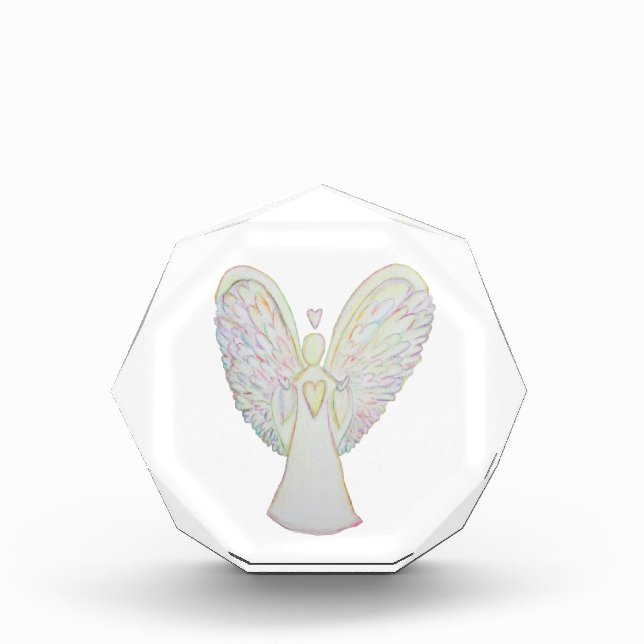 Rainbow Hearts Angel Art Custom Paperweight Acrylic Award (Front)
