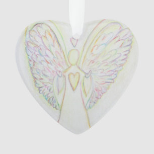 Rainbow Hearts Angel Art Gift Holiday Ornament