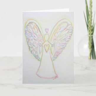 Rainbow Hearts Angel Art Note or Greeting Cards