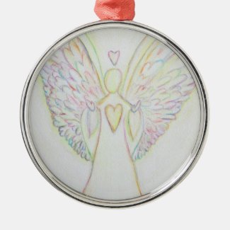 Rainbow Hearts Angel Art Ornament Pendant
