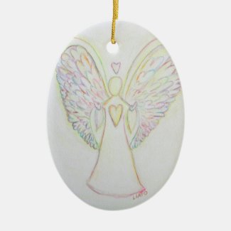 Rainbow Hearts Angel Holiday Gift Ornaments