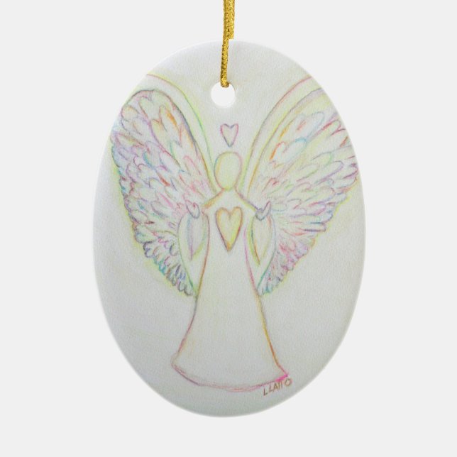 Rainbow Hearts Angel Holiday Gift Ornaments (Front)