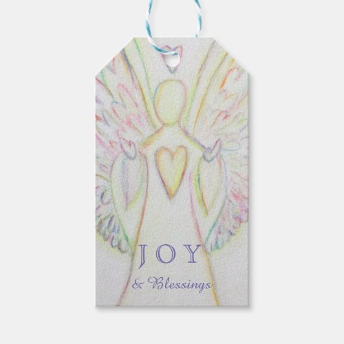 Rainbow Hearts Angel Holiday Joy Custom Gift Tags