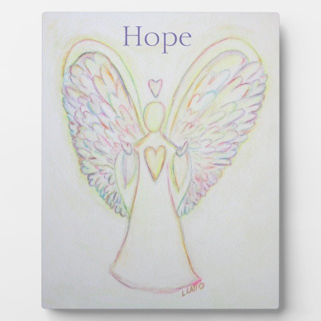 Rainbow Hearts Angel Hope Art Custom Plaque (Front)