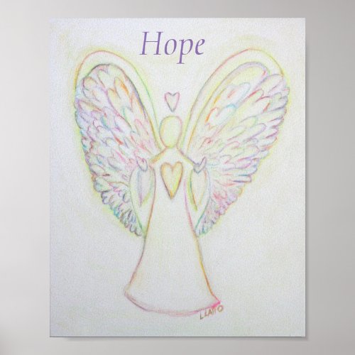 Rainbow Hearts Angel Hope Art Custom Poster