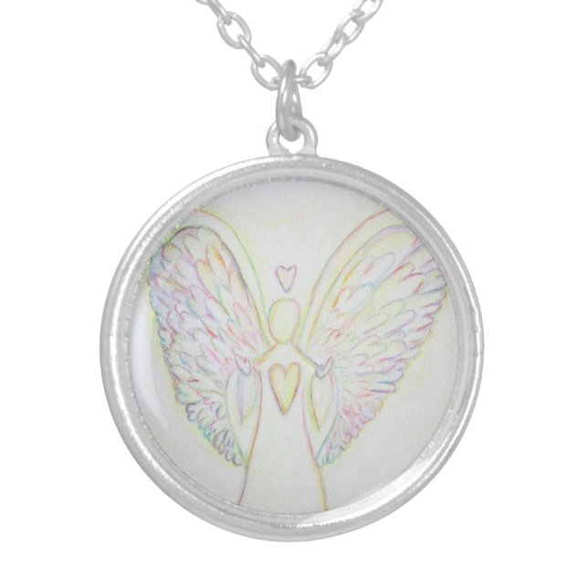 Rainbow Hearts Angel Jewelry Charm Necklaces (Front)