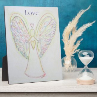 Rainbow Hearts Angel Love Art Custom Plaque