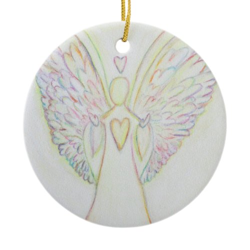 Rainbow Hearts Angel Ornament Art Pendant