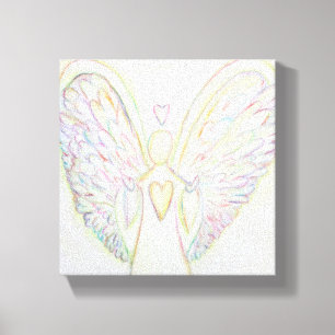 Rainbow Hearts Angel Painting Wrapped Canvas Art