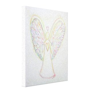 Rainbow Hearts Angel Painting Wrapped Canvas Art