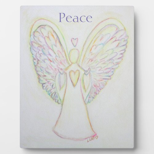 Rainbow Hearts Angel Peace Art Custom Plaque