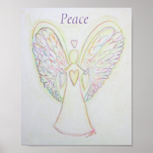 Rainbow Hearts Angel Peace Art Custom Poster