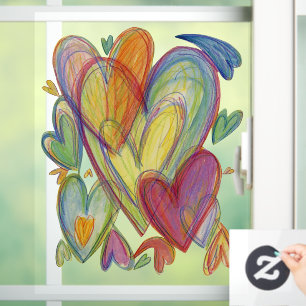 Rainbow Hearts Art Decoration Window Cling