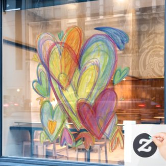 Rainbow Hearts Art Decoration Window Cling