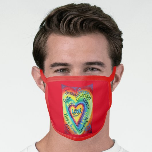 Rainbow Hearts Art Inspirational Custom Face Mask (Worn Him)