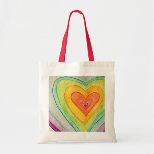 Rainbow Hearts Art Inspirational Tote Bags