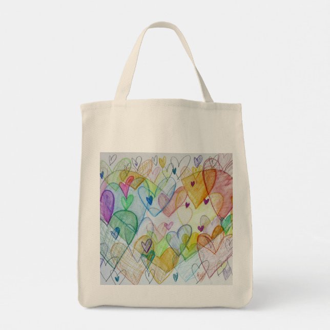 Rainbow Hearts Art Inspirational Tote Bags (Back)