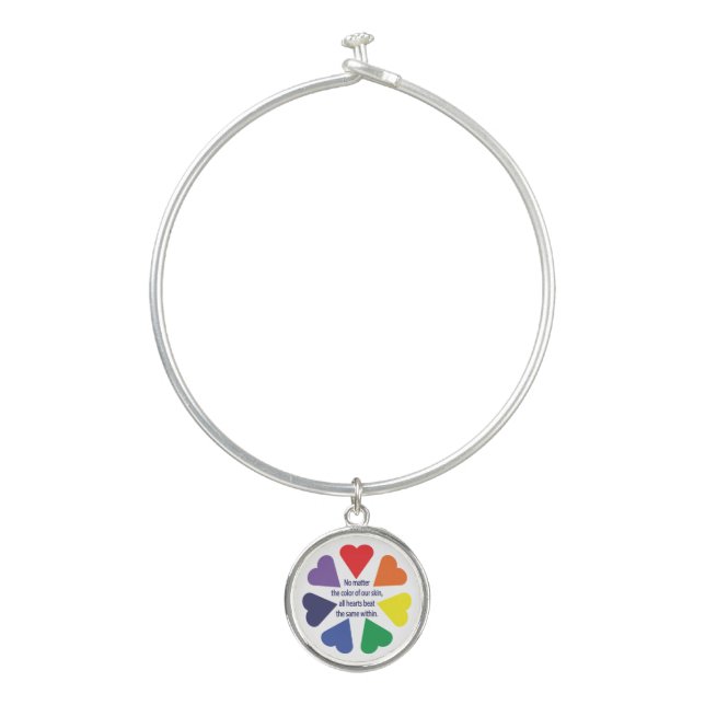 Rainbow Hearts Bangle Bracelet (Front)