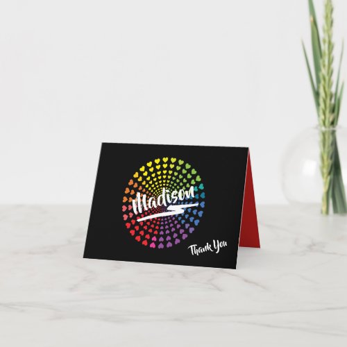 RAINBOW HEARTS Bat Mitzvah Thank You Card