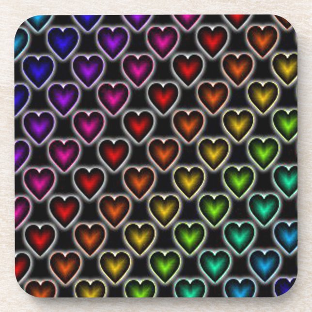 Rainbow Hearts Beverage Coaster (Front)