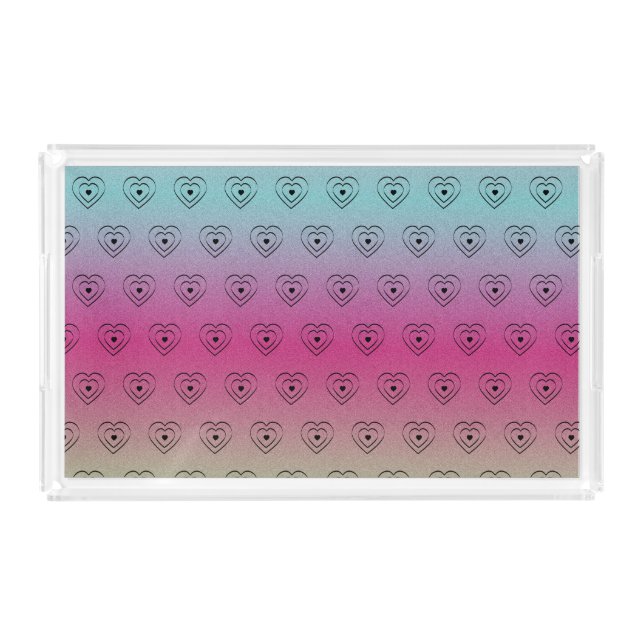 Rainbow Hearts Black Pride Heart Acrylic Tray (Front)