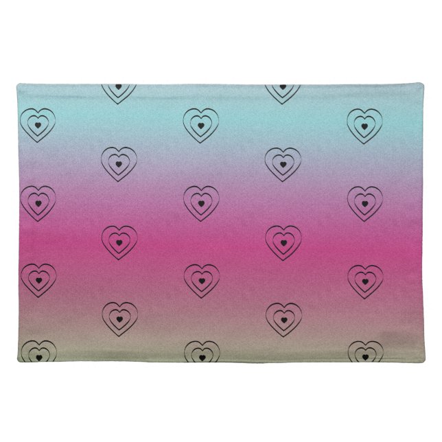 Rainbow Hearts Black Pride Heart Cloth Placemat (Front)