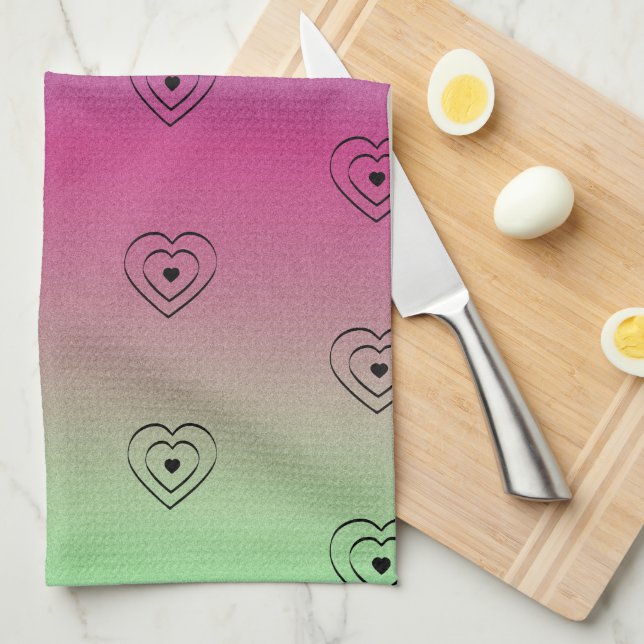 Rainbow Hearts Black Pride Heart Kitchen Towel (Quarter Fold)