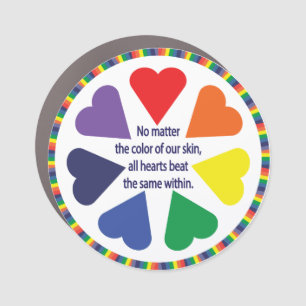 Rainbow Hearts Car Magnet