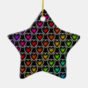 Rainbow Hearts Ceramic Ornament