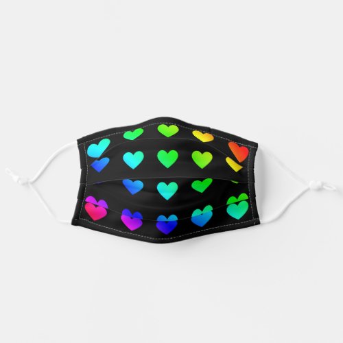 Rainbow Hearts Colorful Multicolor Love Heart Icon Adult Cloth Face Mask