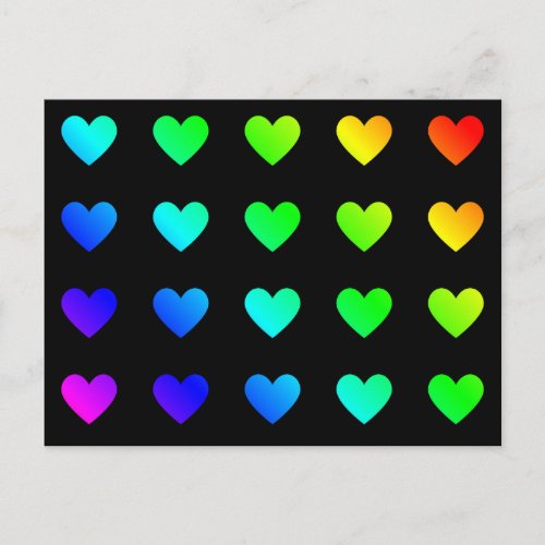 Rainbow Hearts Colorful Multicolor Love Heart Icon Postcard
