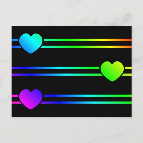 Rainbow Hearts Colorful Multicolor Love Hearts Postcard