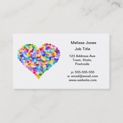 Rainbow Hearts Confetti Business Card