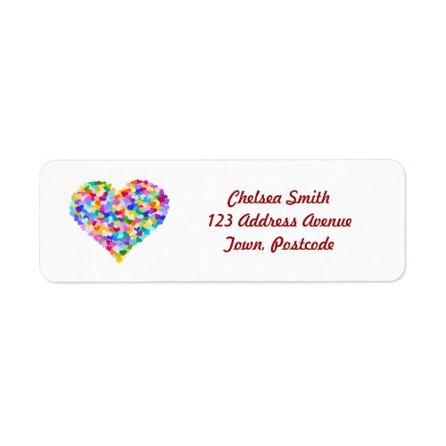 Rainbow Hearts Confetti Label