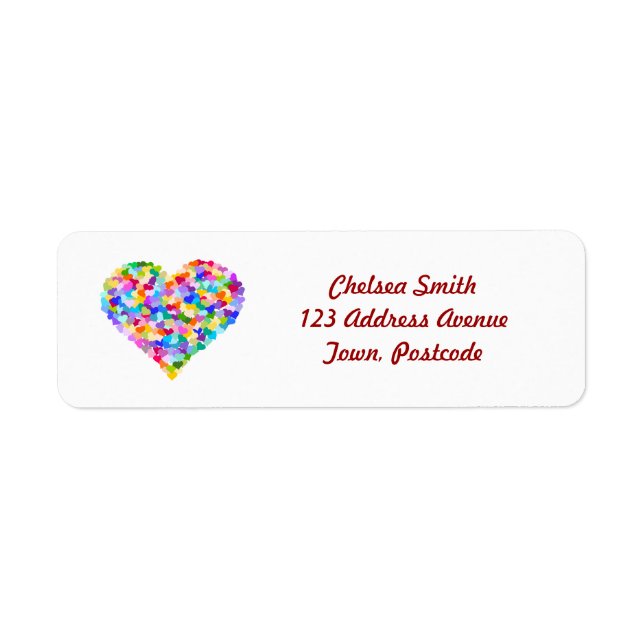 Rainbow Hearts Confetti Label (Front)
