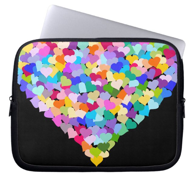 Rainbow Hearts Confetti laptop case (Front)